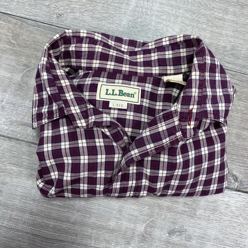 Vintage LL Bean Shirt Mens L Made USA Plaid Button Down Long‎ Sleeve Casual
